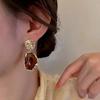 925 Copper Needle Fashion Pendant Earrings Trend Vintage Geometry Acrylic Earrings for Women 2023 Korean Bohemia Zircon Gift