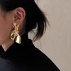 Exaggerated Punk Metal Irregular Golde Color Wrinkles Studs Earrings for Women Minimalism Unique Design Fashion Party Zircon