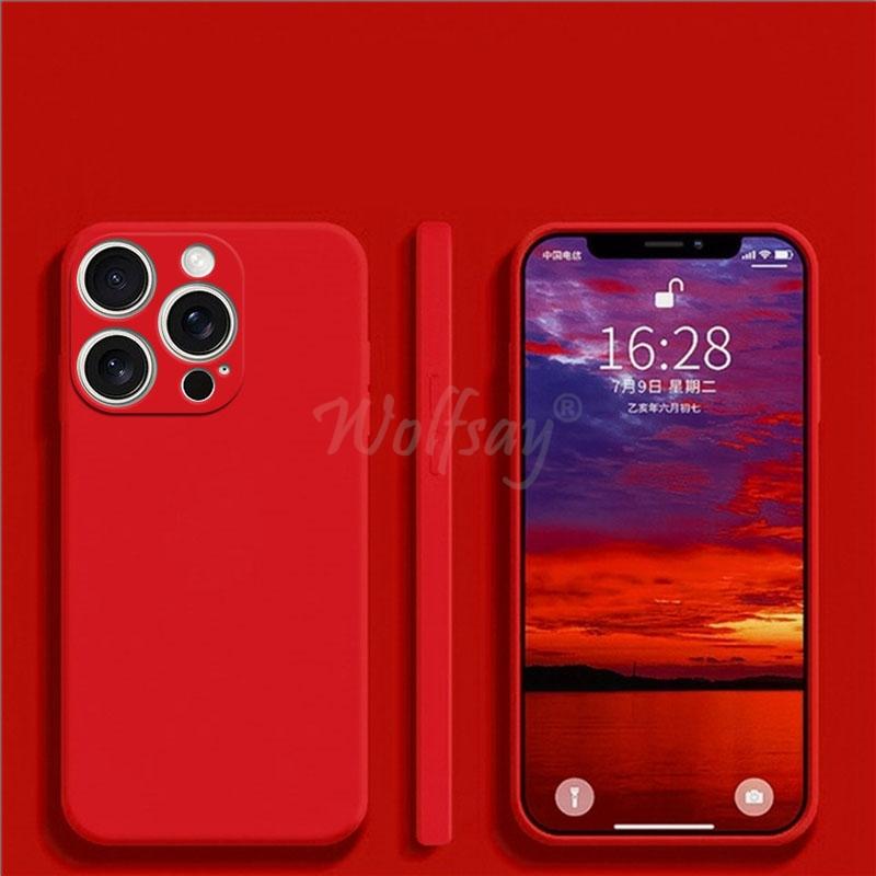 For iPhone 16 Pro Max Case Liquid Silicone Original Plain Rubber TPU Protect Case For iPhone 16 15 Pro Max Cover TPU Shockproof