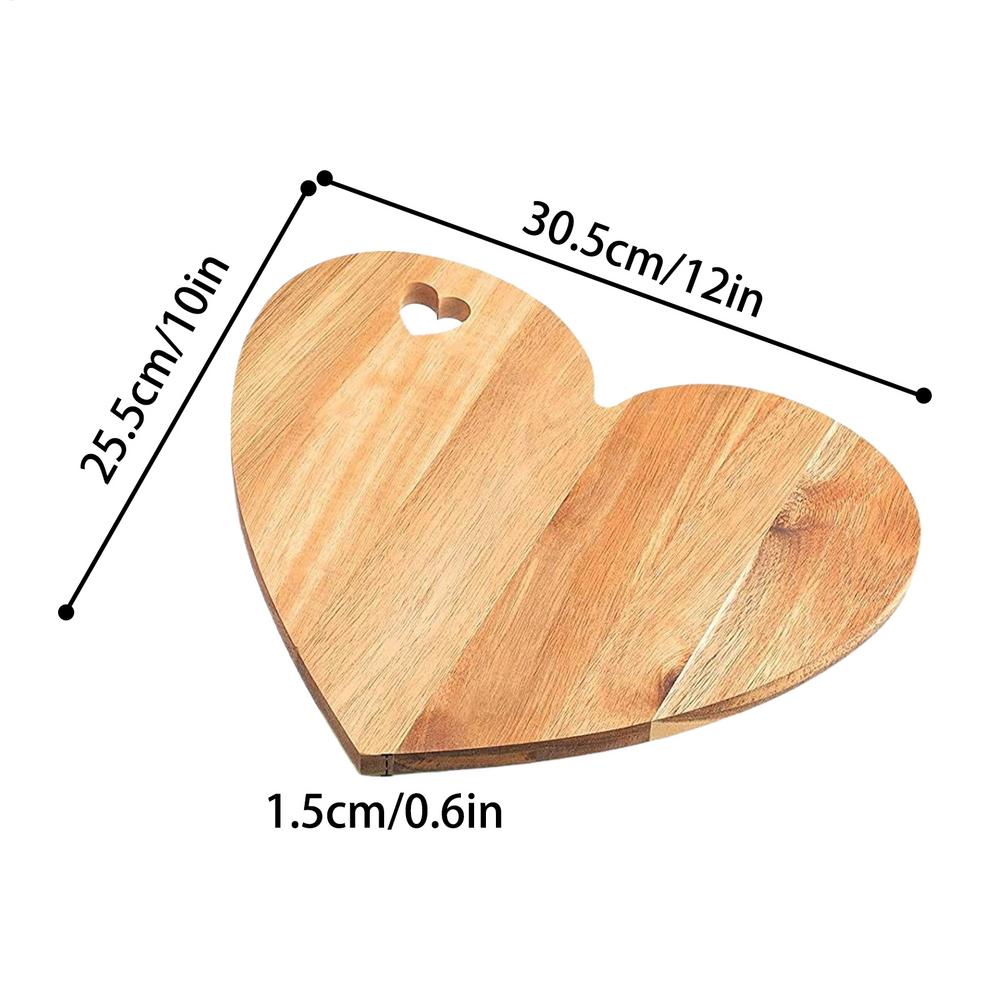 

Wooden Cutting Boards for Kitchen Heart Shaped Wood Board Double Sided Portable Fruit Meat Chopping Charcuterie Serving Boards
