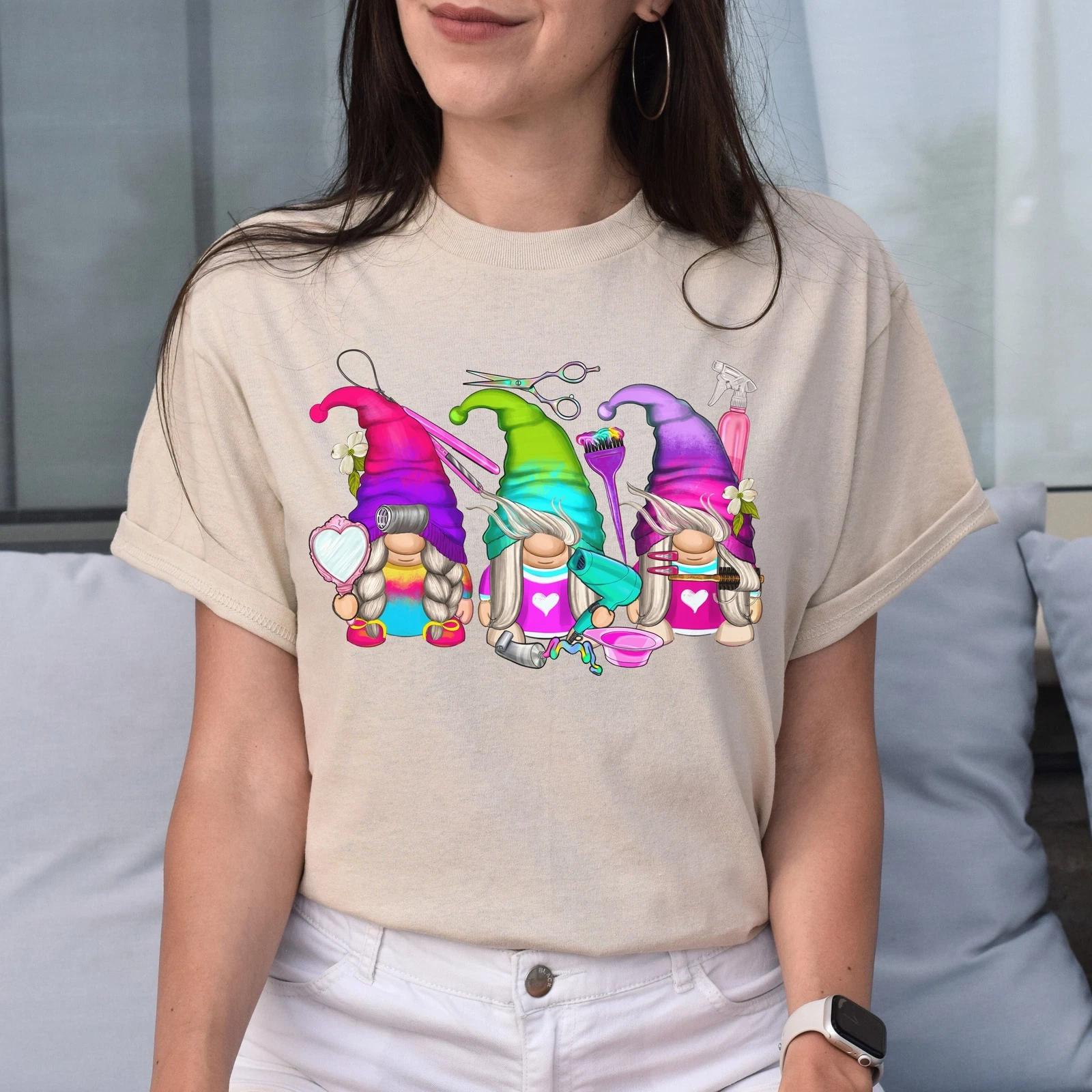 Hair stylist Gnomes Unisex shirt Hairdresser Christmas gift White Sand 3XL