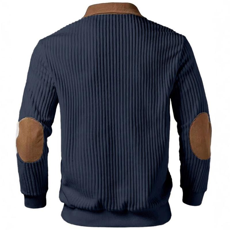Men's Color Block Half Zip Knit Sweater Casual Pullover