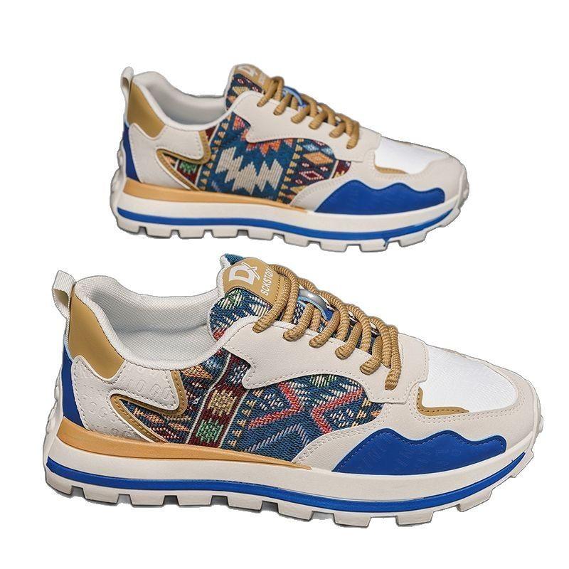 Fashion versatile printed dad shoes men's shoes spring casual shoes Chinese style embroidered men's sports shoes Forrest Gump board shoes