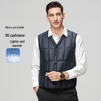 Fengxun Men's Warm V-Neck Down Vest