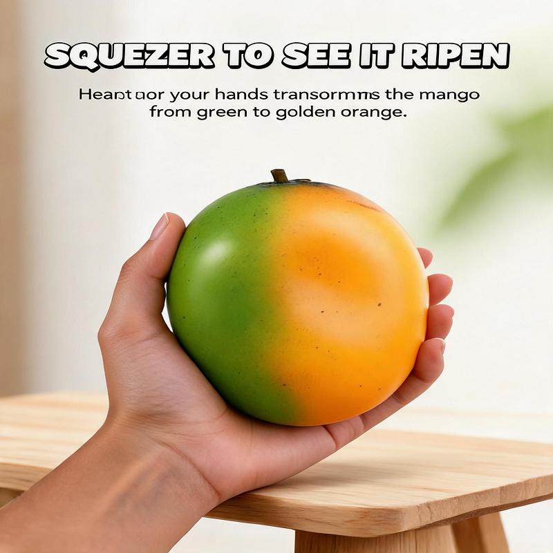 Simulation Mango Squeeze Toy Heat Discolor Green To Yellow Slow Rebound Anti Anxiety Decompression Toy