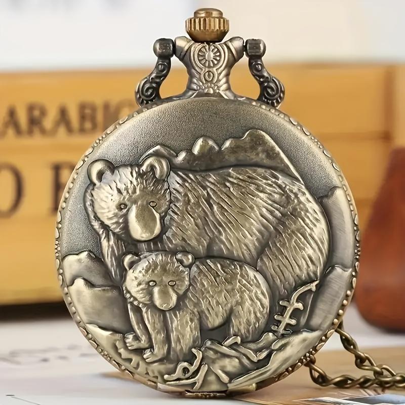 1pc flip classic retro pocket watch relief pattern large quartz pocket watch hanging watch Roman face necklace