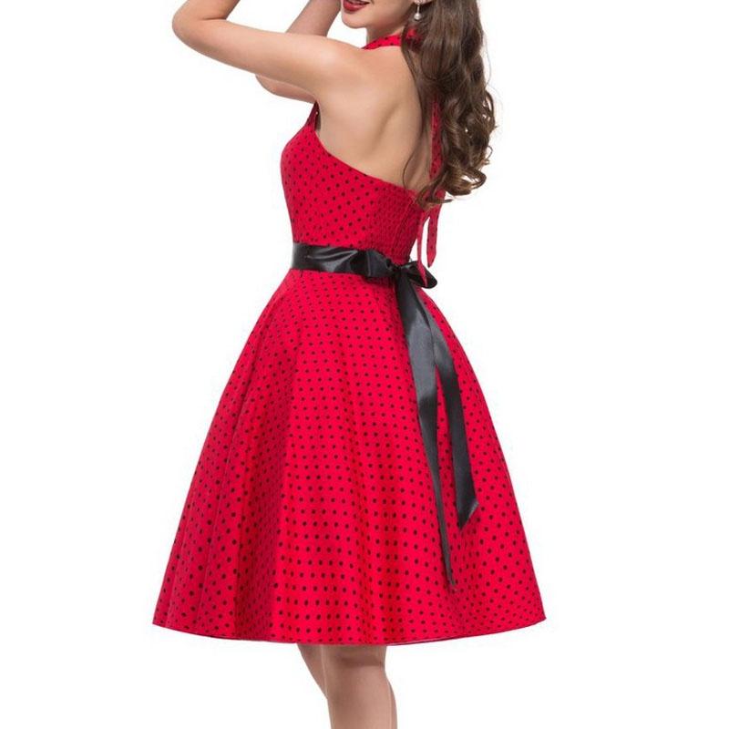 Elegante Vestito da Festa a Pois Vintage Anni '50 stile Halter di Audrey Hepburn