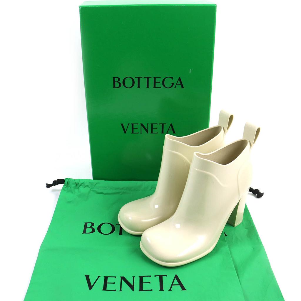 Excellent BOTTEGAVENETA Rain Shoes Shine Rain Boots Rubber Boots Ivory Rubber Used
