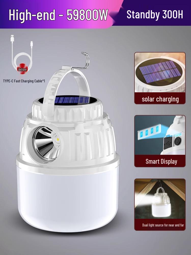 Rechargeable Solar Camping Lantern - Long Battery Life, Emergency & Outdoor Tent Light