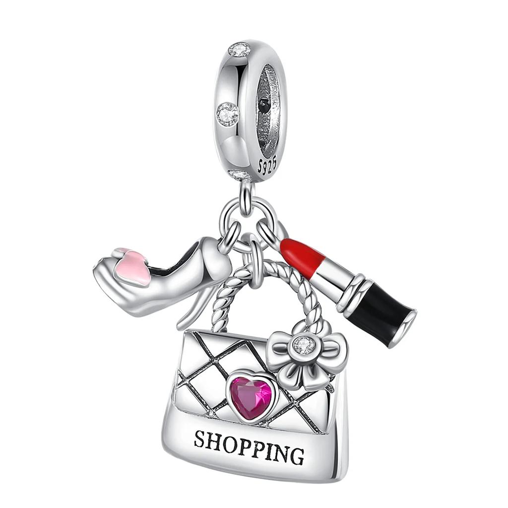 Original New Copper Travel Series Suitcase Camera Shopping Bag Charms For Originaldiy Bracelet Women Jewelry Gift