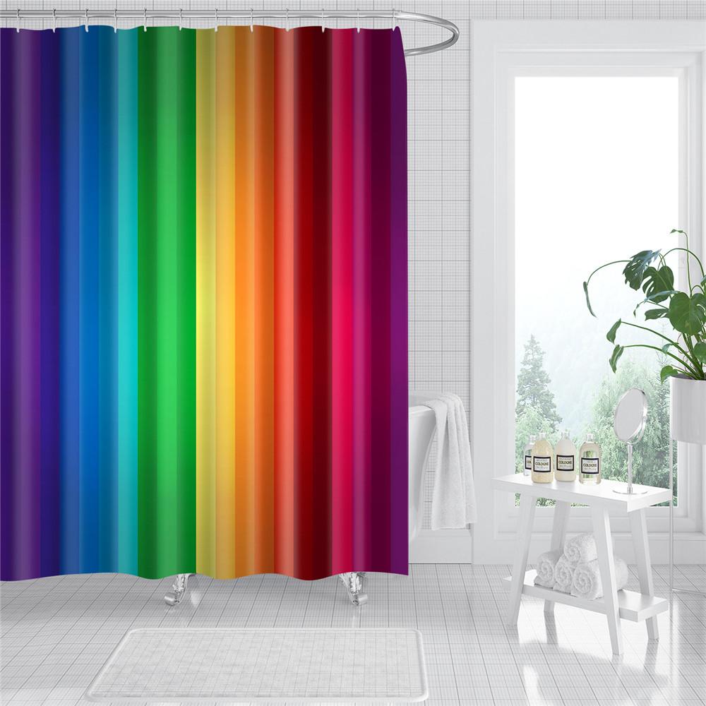 Plant Stripes Shower Curtain Bathroom Waterproof Polyester Shower Curtains for Bathroom Flower Print Bath Curtain with Hooks
