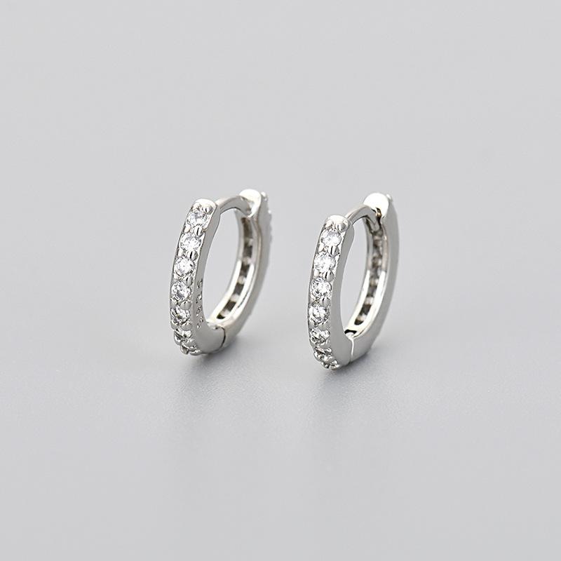 925 Sterling Silver Shiny Crystal Hoop Earrings For Women Fashion Luxury Minimalist Round Earrings Classic Jewelry Party Gifts