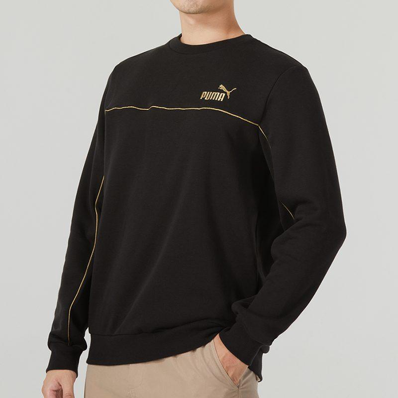 PUMA Sports Life Collection Brand Logo Pattern Fleece Lined Sweatshirt Men's Black 680140-01