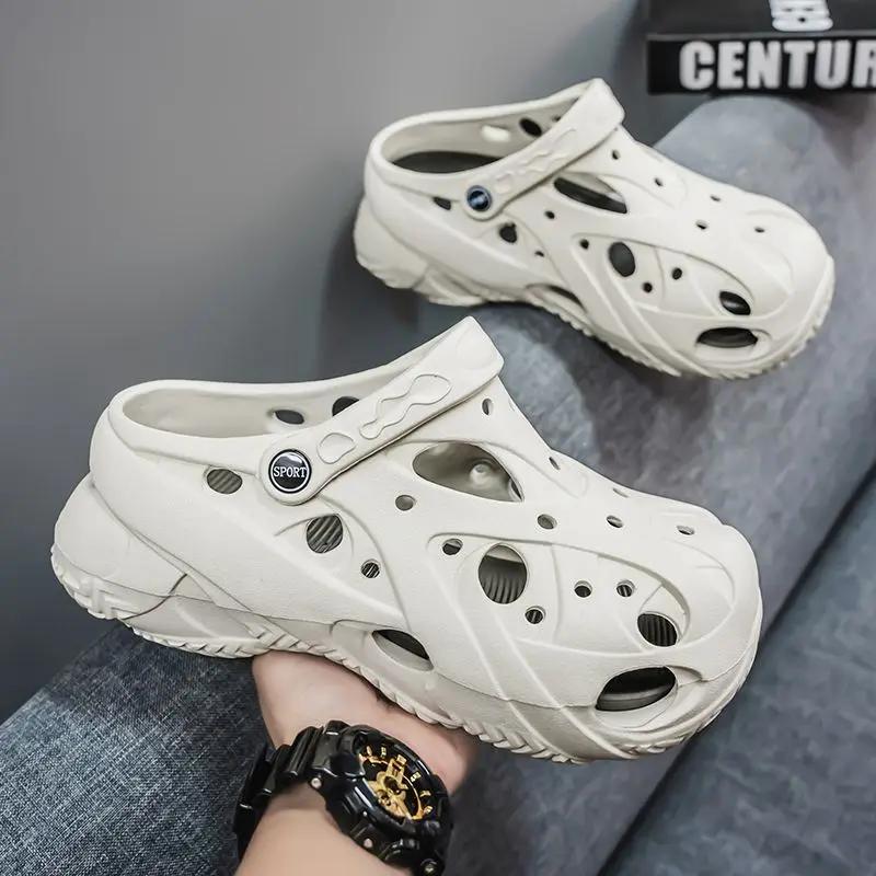 Fashion Height Men's Shoe Hole Platform Beach Slides Designer Luxury Mascullino Original Clappers 2025 Pvc Summer Sale Y2k Male Slipper