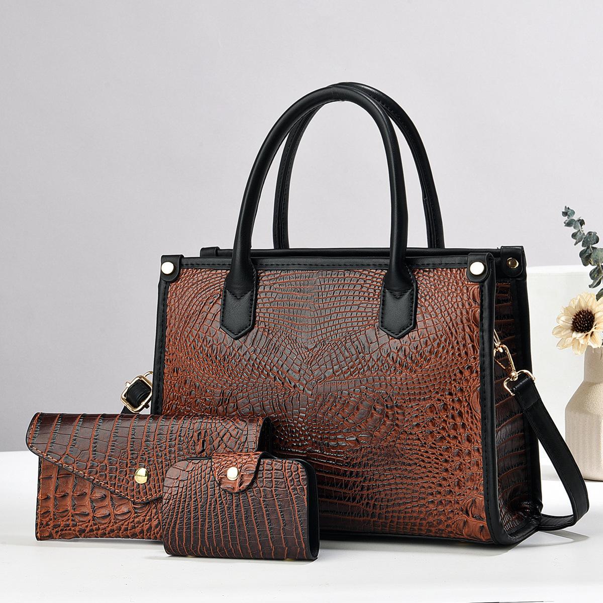 

New Design High-value Crocodile Design Mother Bag Three-piece Set Trendy and Fashionable Handbag Big Capacity Versatile Crossbody .