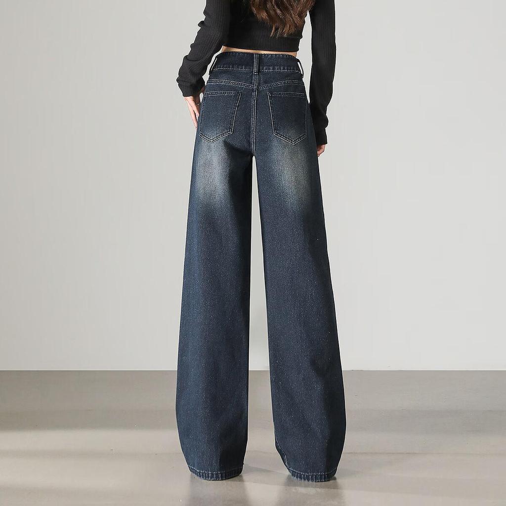 TonLion Autumn Winter Women's Loose Wide-Leg Denim Pants