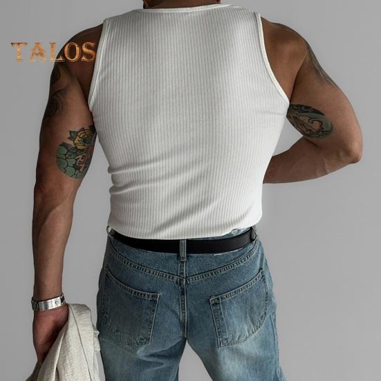 Men Summer Sport Vest O Neck Thread American Style Good Breathability Solid Color Sleeveless Sweat Absorption Pullover Gym Fitness Jogging Tank