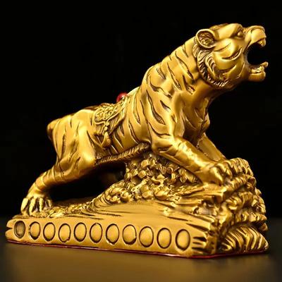 Chiński Czysta Miedź Znak Zodiaku Tygrys Domowe Biuro Biurko Szczęście Złoty Tygrys Rzemiosło Pomyślne Rzeźby