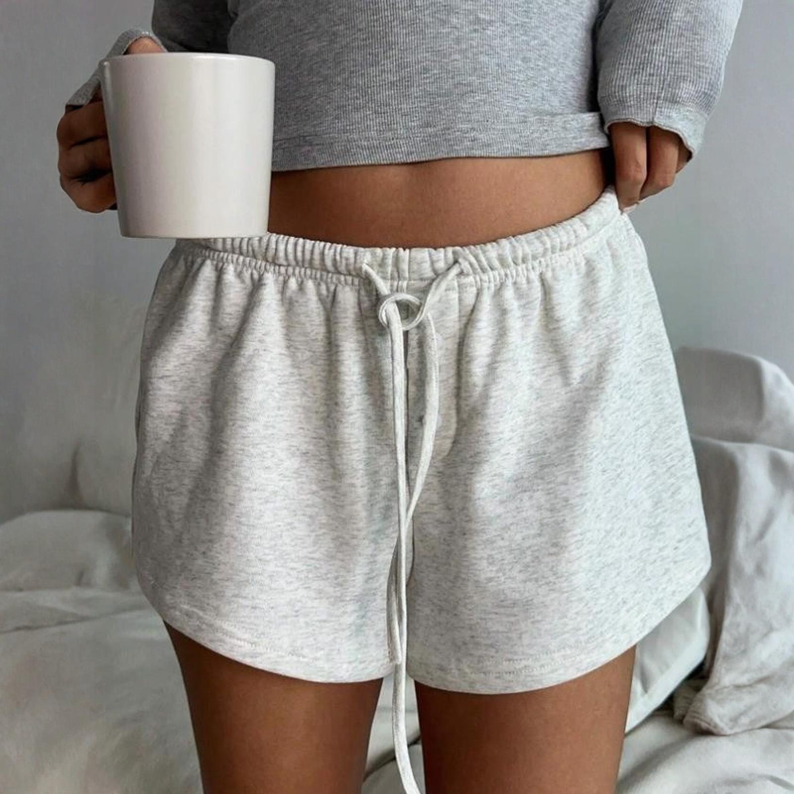 

Женские летние свободные удобные повседневные модные однотонные вязаные шорты на пуговицах с поясом XL