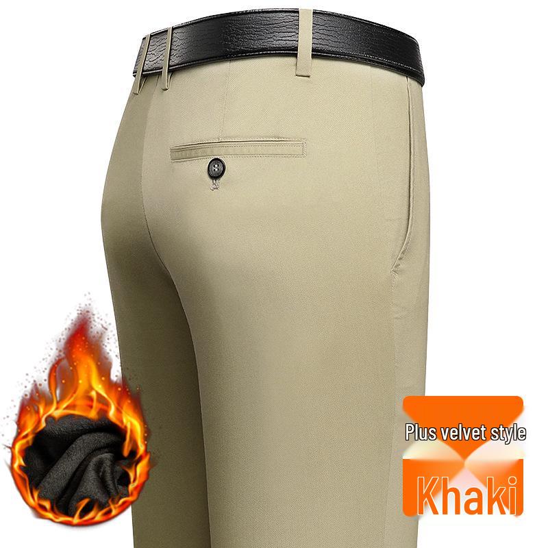 Thickened Winter Trousers: Casual Dress Pants for Middle-Aged Men