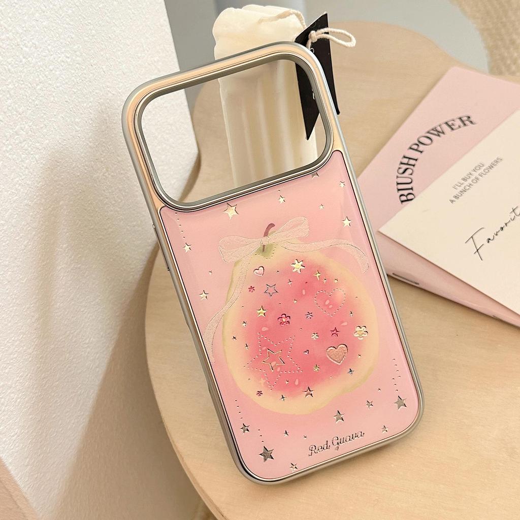 Creative Colored Diamond Pink Guava Phone Case for iPhone 16, iPhone 17, iPhone 17 Pro Max
