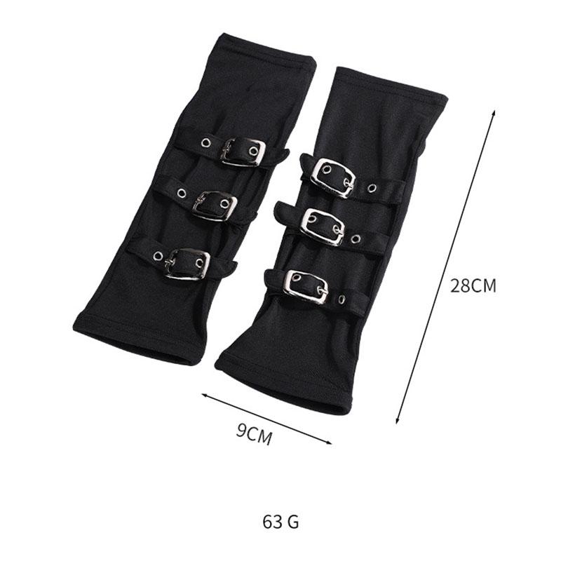 Fashion Personality Buckle Straps Punk Style Women Spandex Fingerless Gloves Lolita Cosplay Stage Performances Street Dance