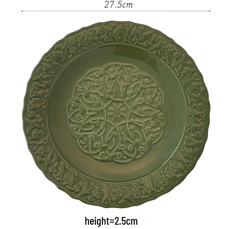 Керамическая обеденная тарелка с тиснением в стиле легкой роскоши