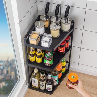 Stainless Steel Corner Kitchen Organizer Rack - Multi-Tier Countertop Spice Storage Shelf