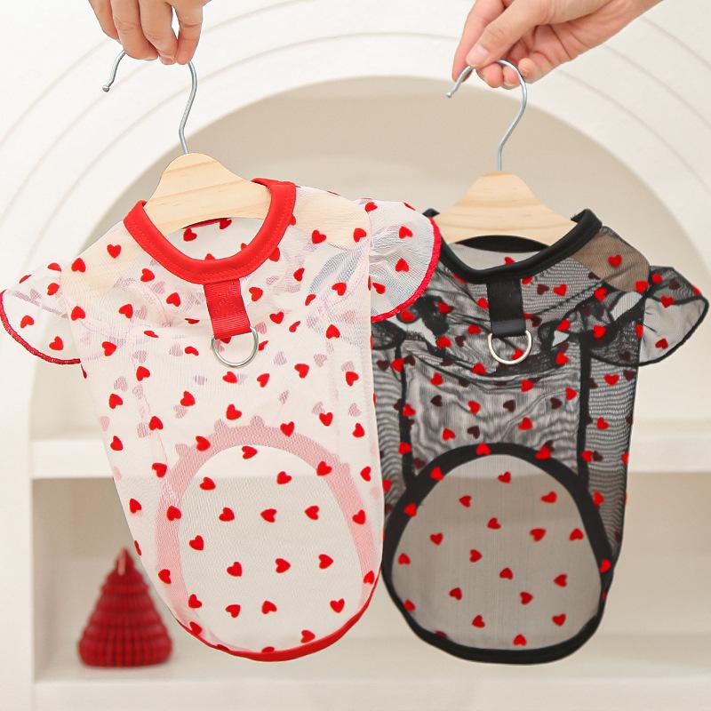 A forma di cuore Leggero Morbido ed Elastico Abbigliamento per Cani da Compagnia Abbigliamento per Cani Abbigliamento per Gatti Forniture Maniche a Sbuffo in Rete Bichon Frisé