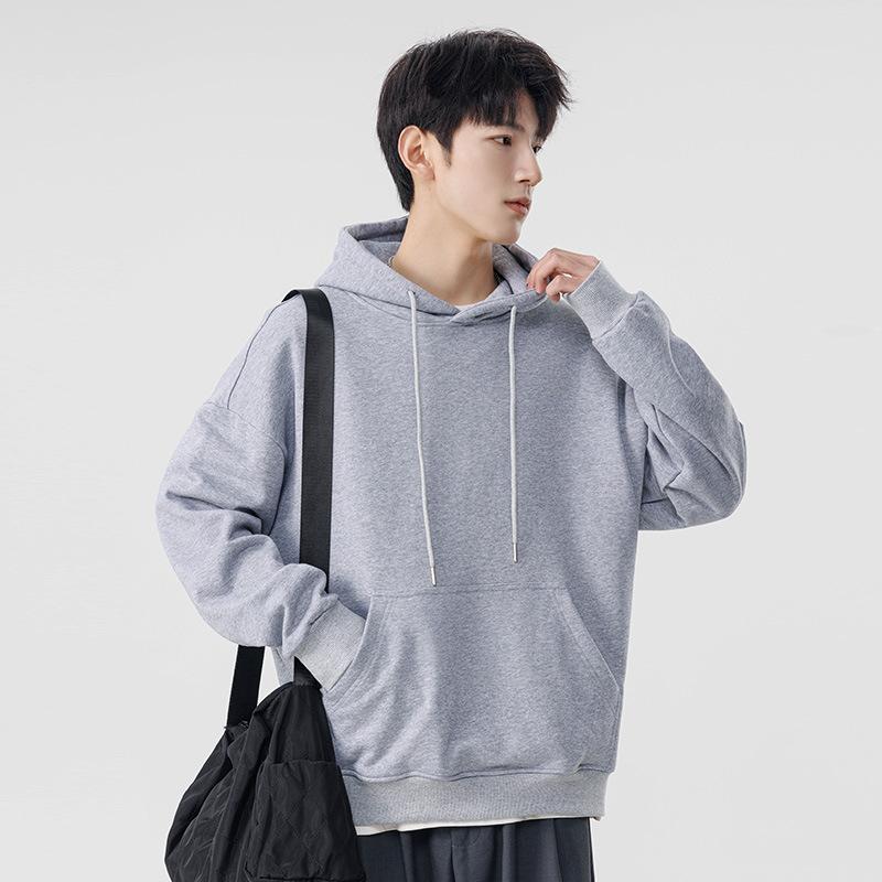 Hooded Sweater Men's Spring and Autumn Student Long-sleeved Bottoming Shirt Loose Casual Solid Color Sweater Men's