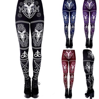 Women Ladies Fashion Printing  High Waist Long Pants Leggings Gothic Pants