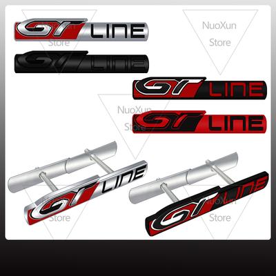 1x GT LINE Car Grille Badge Sticker For Peugeot 2008 208 3008 308 RCZr 206 207 Dacia Logo Metal Trunk Emblem Accessories