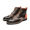 Retro Black High Top Men's Brogue Shoes Pointed-Toe Lace-Up Leather Boots Comfortable plus Size 48 Dress Boots for Men 2025