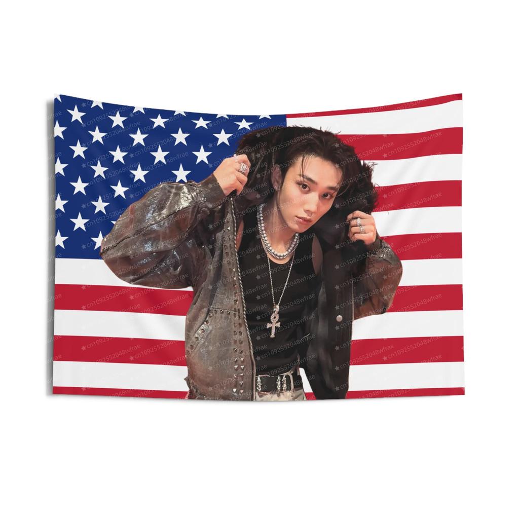 1PC Kpop American Flag Tapestry Interior Wall Decoration Room Decoration Home Hanging Painting Kpop Fan Gift Decoration