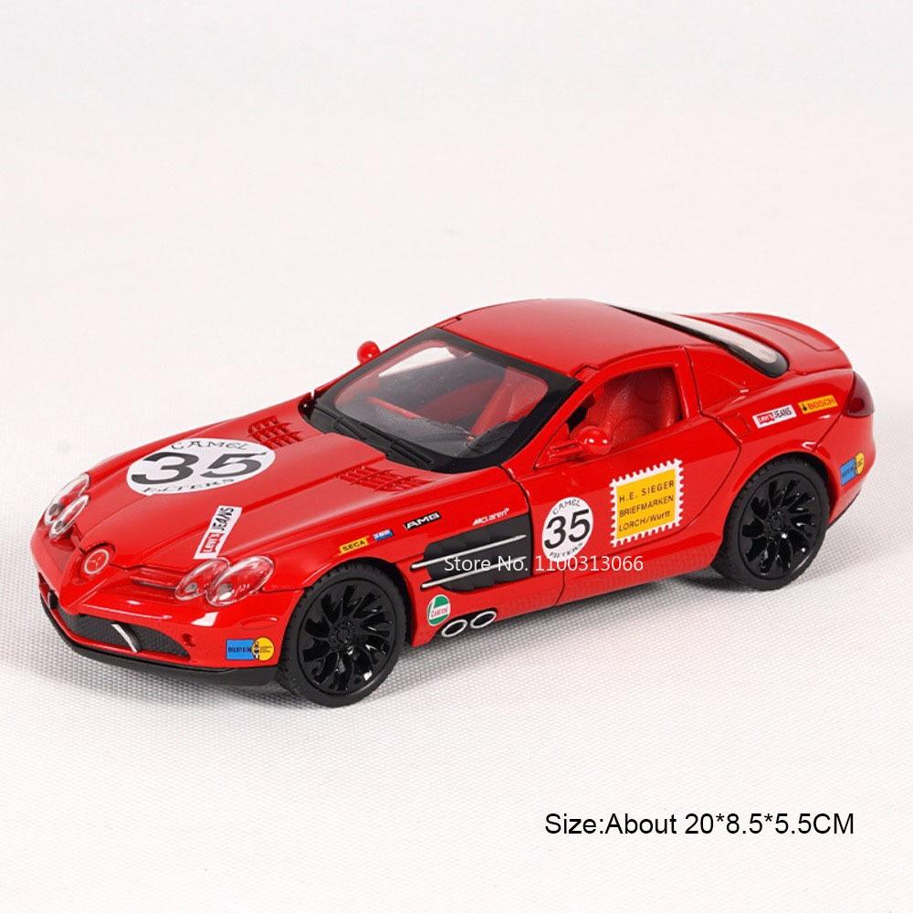 1:24 SLR Miniature Models Cars Toys Alloy Diecasting Doors Opened Vehicles with Light Music Supercar for Boys Birthday Gifts
