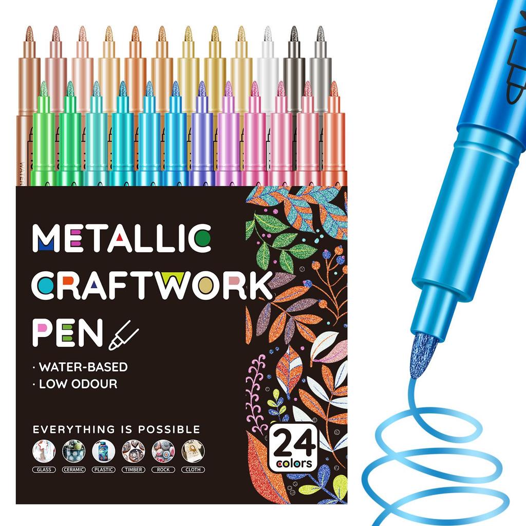 Metallic Craft Pens: 12-36 Colors, Gold & Silver Signature Markers for Greeting Cards, Photo Albums, and Metal
