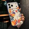 Flowers Element Design Transparent Magnetic Case for iPhone 12 16 15 14 13 17 Pro Max Air Wireless Charging For Magsafe Cover