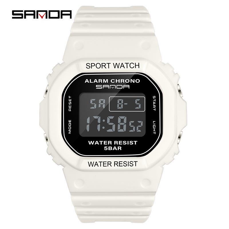 Sanda Square Multifunctional Waterproof Luminous Sports Watch for Men & Women - Fashionable Student Wristwatch