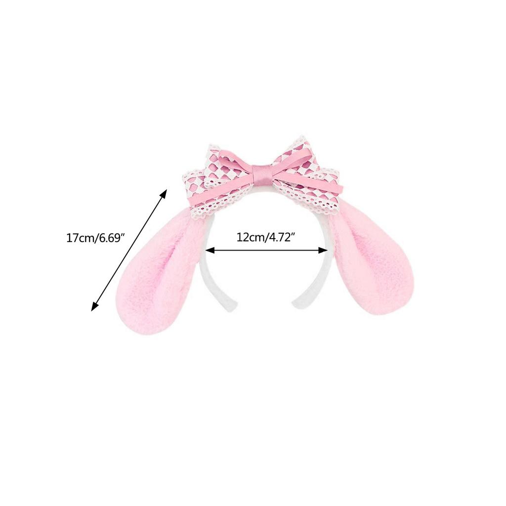 Sweet Style Tiara Women Students Photoshoot Hairband Cartoon Melody Ears Bowknot Headbands Plush Fluffy Hair Hoop
