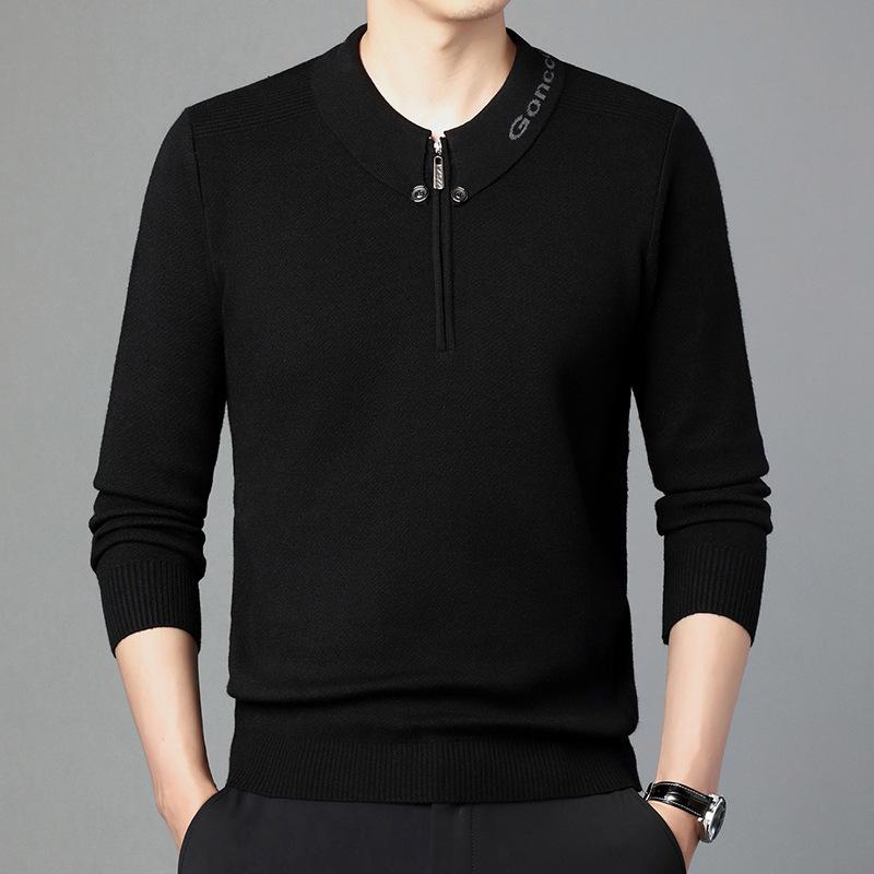 Mid-aged Men's Trendy Half-Zip Pullover Sweater