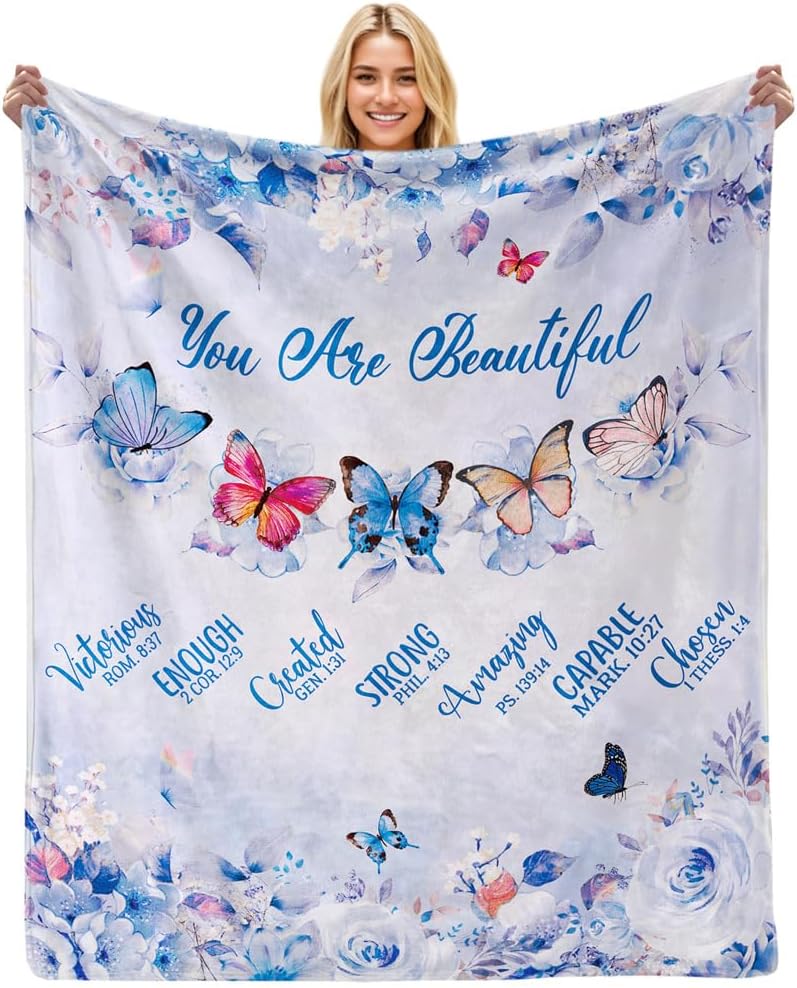 I Am A Child of God Christmas Faith Gift for Christian Women, Jesus Gift for Woman Bible Verse Throw and Blanket for Godmother