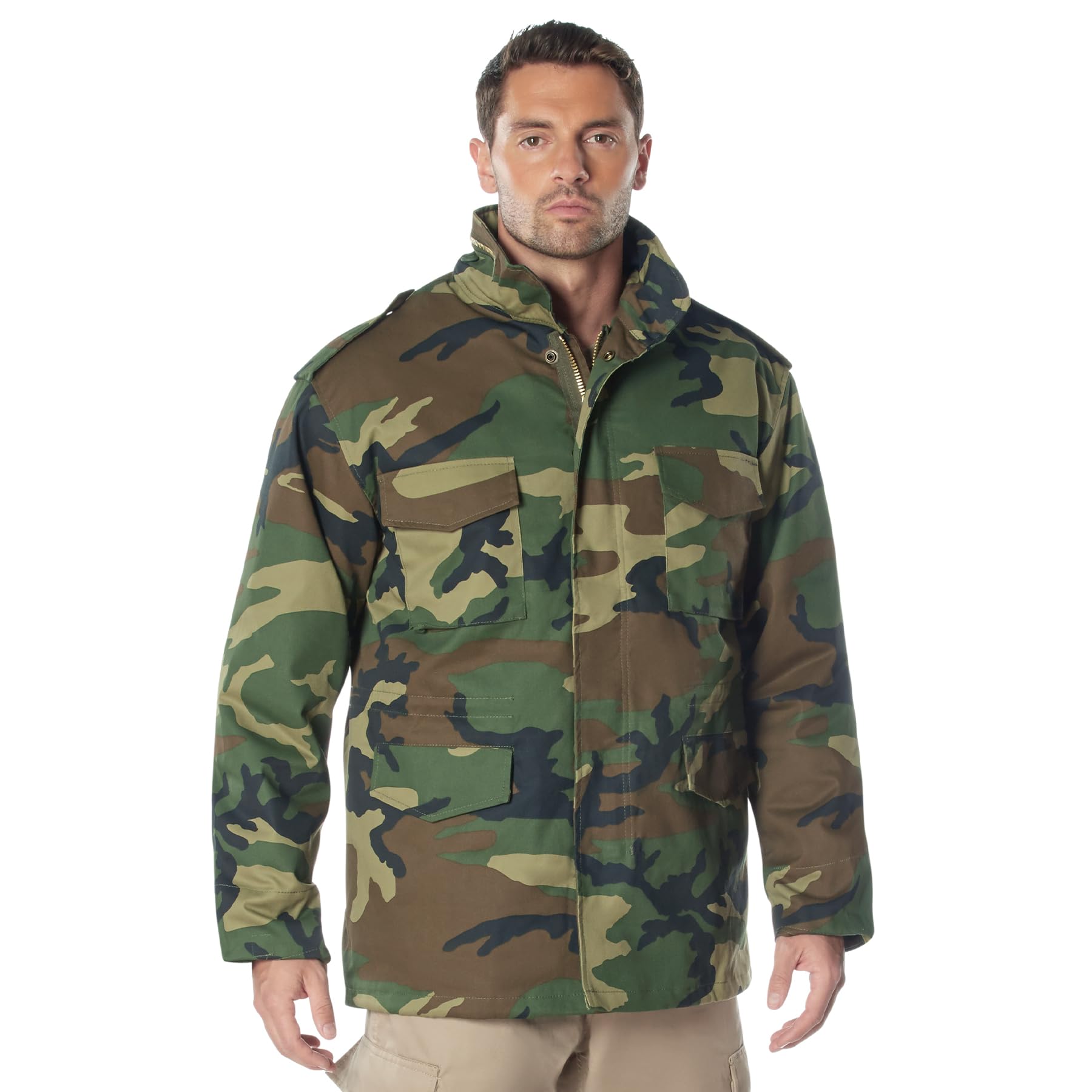

Rothco Jacket with Quilted US Woodland Size L M-65 Liner, Military, Men s (7991),