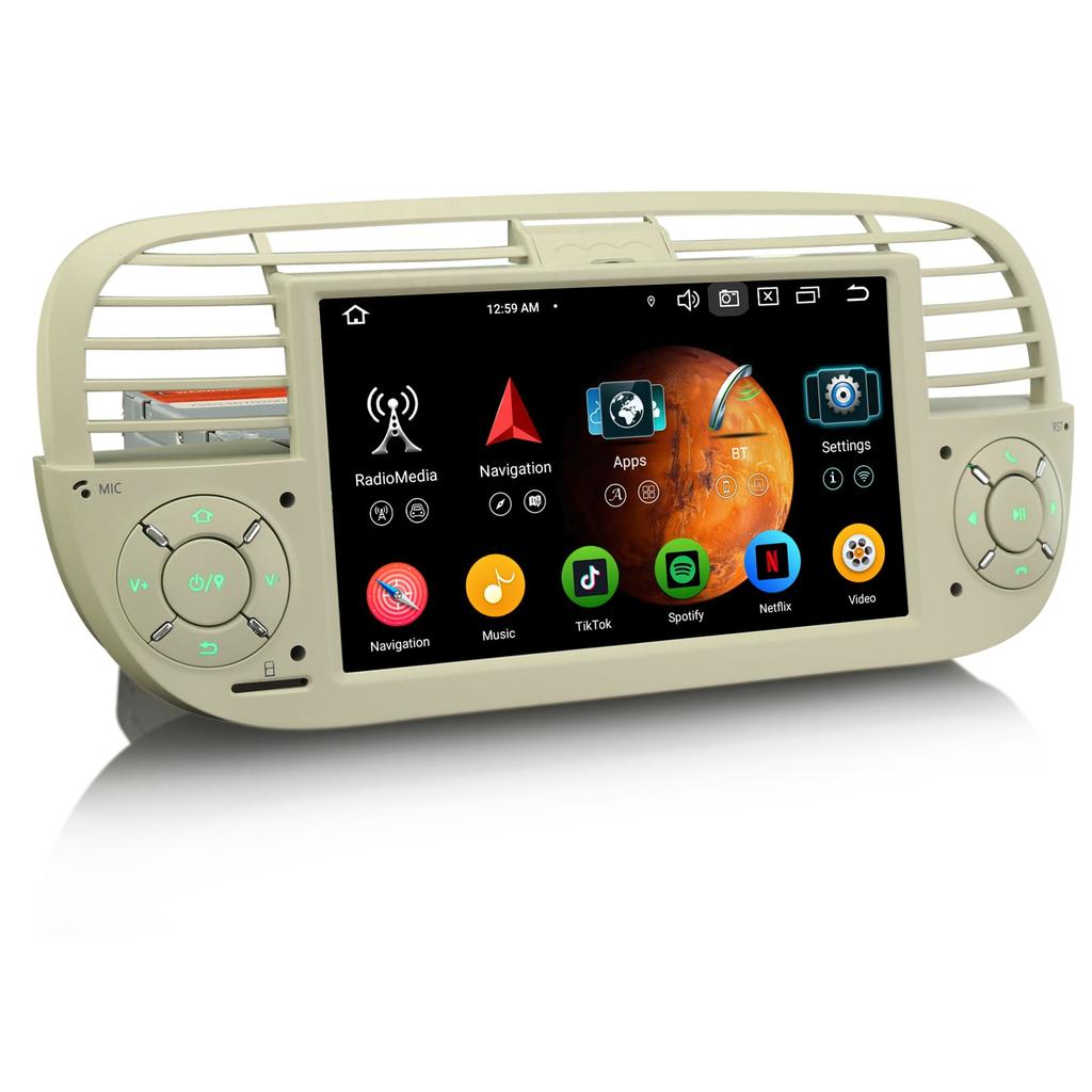 EU Erisin ES6550FW 7 Inch Android 14.0 CarPlay GPS Car Stereo with Amplifier OBD2 RGB for Fiat 500/500C 2DIN