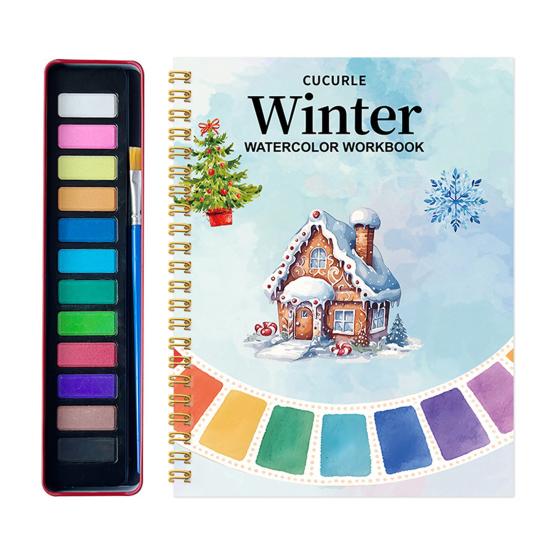 Watercolor Painting Kit for Beginners Step-by-Step Painting Guide with 12 Colors Flower Animal Theme Practice Workbook for Learning Blending