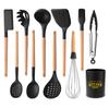 White Silicone Wooden Handle Soup Spoon Spatula Brush Scraper Pasta Egg Beater Non-stick Kitchen Cooking Tools Kitchenware
