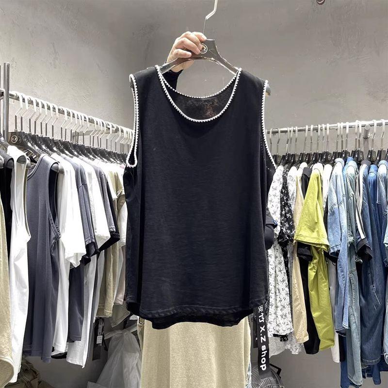 Gilet Esterno Versatile Senza Maniche Girocollo Bretelle Donna Stile Francese Lento Top Sottogiacca Chic