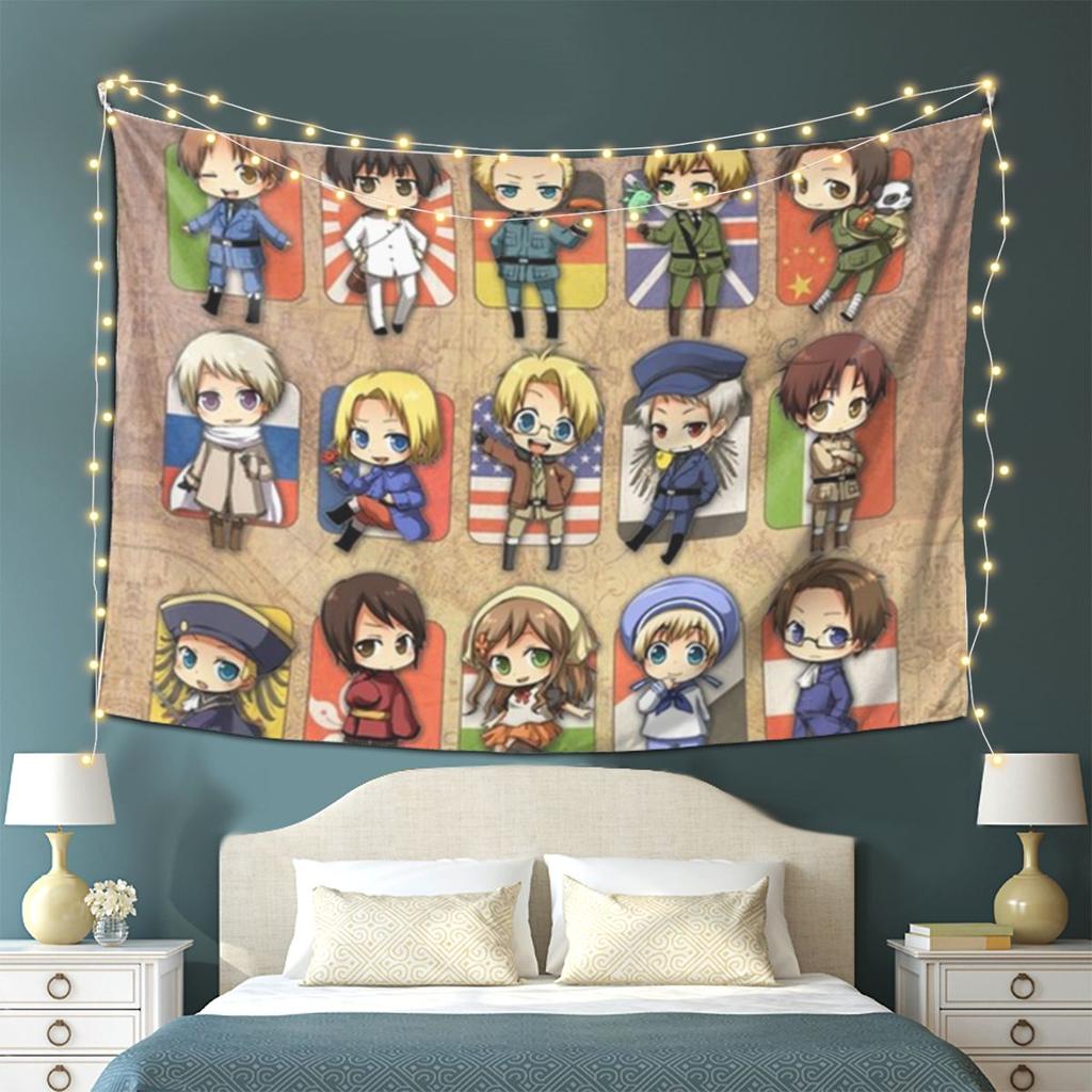 Hetalia Group Tapestry Wall Hanging Aesthetic Home Decoration Tapestries for Dorm Room