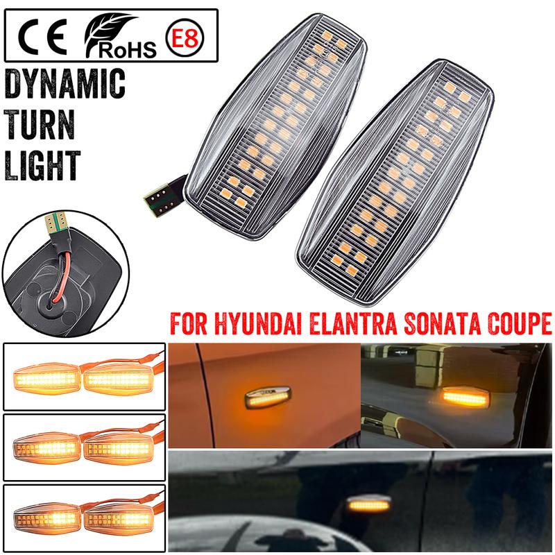 For Hyundai Elantra Sonata Coupe KIA Sportage Rio Sedona LED Dynamic Car Blinker Side Marker Turn Signal Light Lamp Accessories
