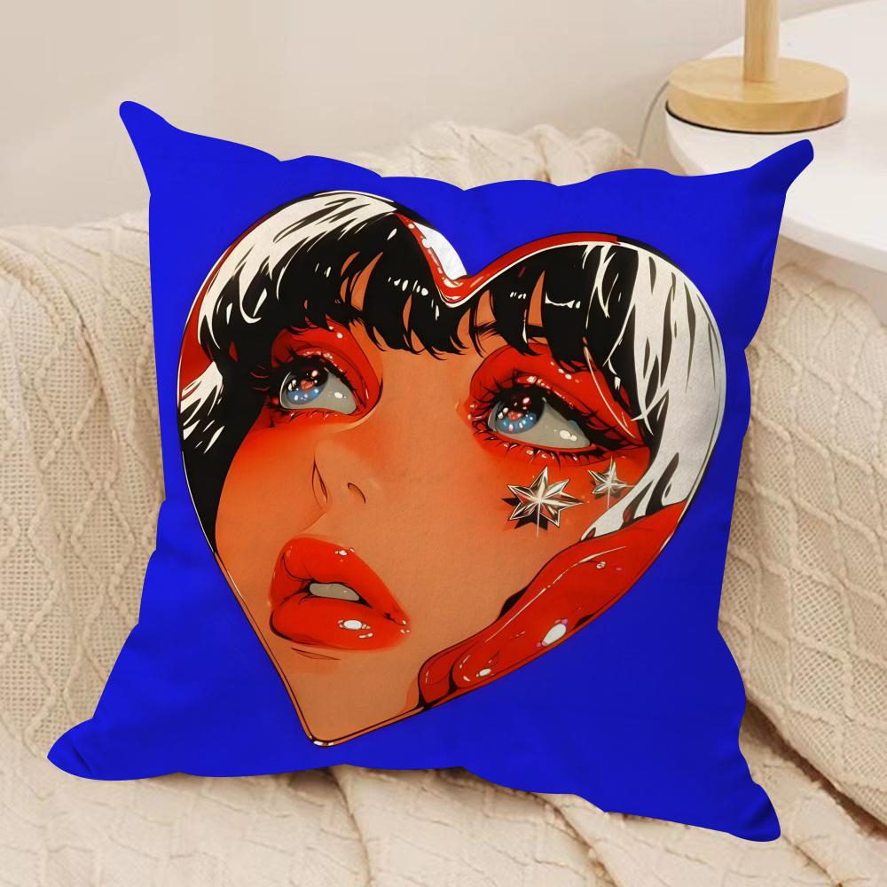 Creative Loving Woman Cushion Cover Soft Plush Fabric Double-Sided Printed Sofa Cushion Cover for All Seasons Home Decor Gift