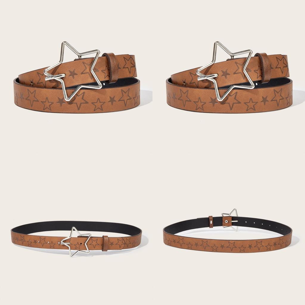 Leather Ethnic Belt Star Pattern Women Denim Pairing Summer Supplies Fashion